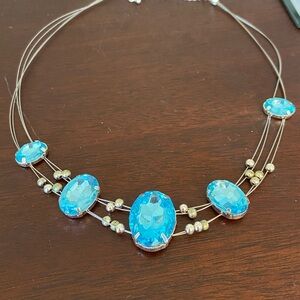 Blue Gem Costume Necklace